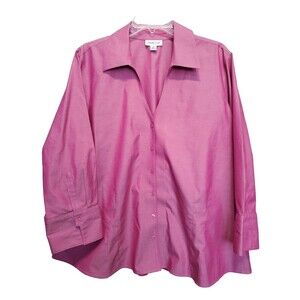 Coldwater Creek Pink 100% Cotton Long Sleeve Button-Up Shirt Size 2X